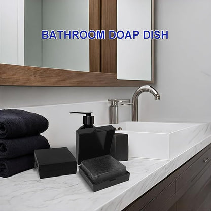 Soap Holder 2 Pack, Shower Bar Case Box Fit Dr Squatch, Waterproof Travel Container with Lid, Square Bathroom Soap Dish for Camping Gym Outdoor Traveling (Black)
