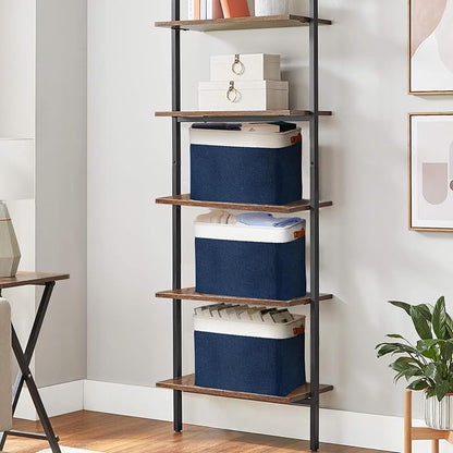 DULLEMELO Large Storage Baskets, Fabric Storage Bins for Organizing Foldable Linen Shelf Baskets for Clothes, Toys, Closet, Laundry (White&Blue,16"x12"x12"-1 Pack)