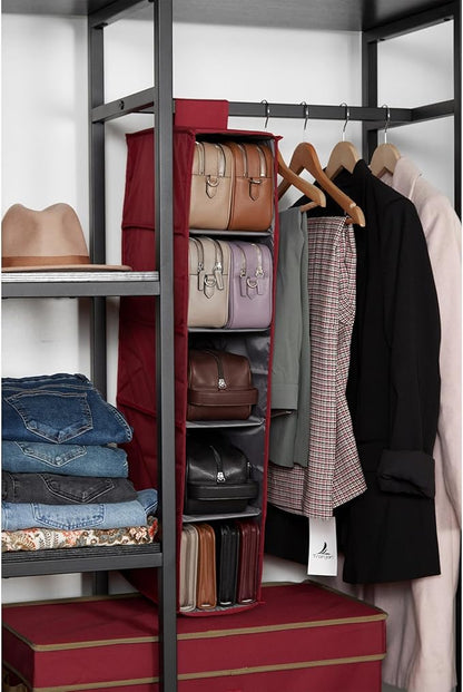 Covermates Keepsakes Hanging Shoe Organizer - Heavy Duty Material, Sturdy Interior Shelves - Closet Storage, Scarlett Red