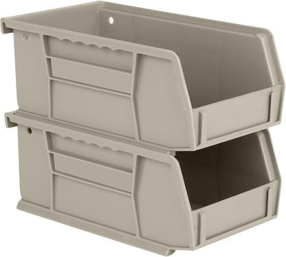 Hudson Exchange 7-1/2" x 4" x 3" (24 Pack) Plastic Stackable Storage Bin and Hanging Container, Stone