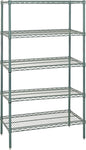 QUANTUM STORAGE SYSTEMS WR63-2430P-5 Starter Kit Wire Shelves Green Epoxy 5 Shelves 63" H x 30" W x 24" D