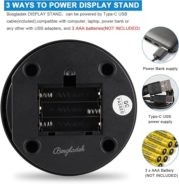 360° Motorized Rotating Display with Type-C Cable, 4.7in / 6.6lb Electric Rotating Platform for Jewelry Photography Products Live Show Video shoot, Mushroom Rotating Stand for 3D Model Cake Black