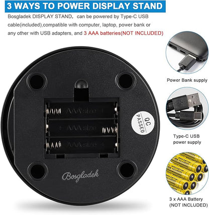 360° Motorized Rotating Display with Type-C Cable, 4.7in / 6.6lb Electric Rotating Platform for Jewelry Photography Products Live Show Video shoot, Mushroom Rotating Stand for 3D Model Cake Black