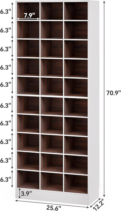 LITTLE TREE 70.9" Tall Shoe Rack, 10-Tier Freestanding Shelf, Max. Store 30 Pairs, Shoe Cabinet Organizer for Living Room, Entryway, Cloakroom, White + Brown