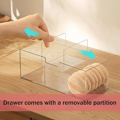 Medicine Cabinet Drawer Organizer Set, 2-Tier Stackable Storage Drawers for Small Bathroom Mirror Toilet Wall Garage Vanity Cabinet - Clear