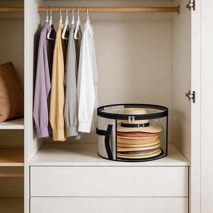 Oversized Clear Hat Storage Box With Handle, Extra Large Organizer Holds 7 Hats For Closet Travel Cloth Hat Case