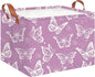 CLOCOR Rectangular Storage Basket Empty,Gift Basket,Waterproof Storage Bin with Handles,Room Decor(Purple Butterfly)