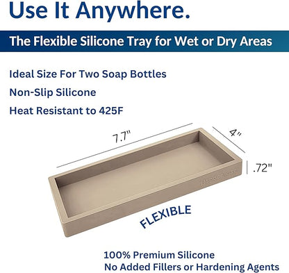 Spacewiser Countertop and Vanity Tray - Small 7.7” Silicone Tray for Soap Dispenser Bottles, Bathroom Trays, Kitchen Sink Trays, Sink Caddy Kitchen Sinks Organizer, Soap Dish & Sponge Holder Mat