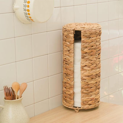 KOKODO Combo Water Hyacinth Tank Topper Storage Baskets - Woven Wicker Basket for Toilet Paper Holder, Baskets for Vanity, Bathroom, Pantry Organizing, or Coffee Table Decor