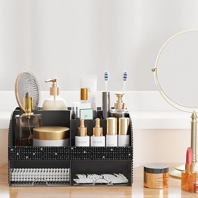 COMFYROOM Makeup Organizer, Bathroom Organizer (Bling Black)