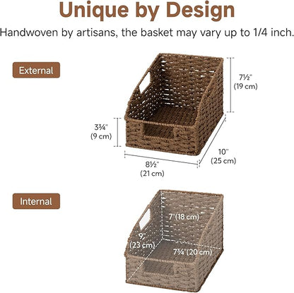 StorageWorks Wicker Baskets for Organizing, Pantry Organizers and Storage, Round Paper Rope Storage Basket for Pantry Shelves, Brown, 2 Pack