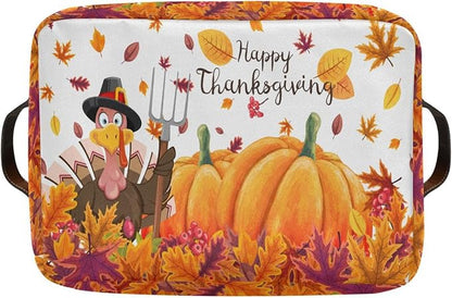 Thanksgiving Day Pumpkin Turkey Rectangular Storage Basket Organizer Bin Shelf Baskets For Clothes Gifts For Home Office Dorm