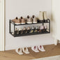 Wall Mounted Shoe Rack, Carbon Steel Shoe Organizer with Removable Oxford Cloth, Non-Slip Space-Saving for Entryway Closet Bedroom, Black