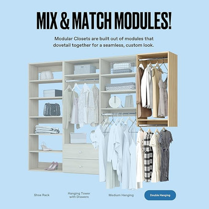 Modular Closets Vista Collection Medium Hanging Wood Built in Closet Organizer Unit (Oak, 28.5" Wide)