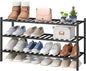 viewcare 3-Tier Long Black Shoe Rack, Bamboo Wood Shoe Rack for Closet, Entryway & Hallway, Stackable | Functional | Sturdy