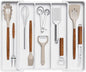 Lifewit Utensil Organizer for Kitchen Drawers, Expandable Cooking Utensil Tray, Adjustable Cutlery Silverware Flatware Holder, Plastic Spatula Tools Storage Divider, 11-18 x 14", White