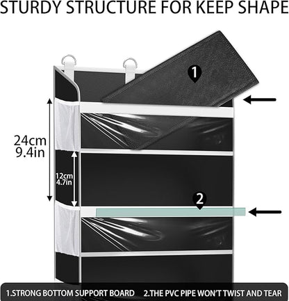 KYEVIS Over the Door Hat Organizer for Baseball Caps, Hold up to 60 Hats Rack Storage for Door/Closet/Wall, Clear Pockets Hanging Hat Holder for Baseball Caps with 10 Mesh Pockets, Grey