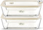 Urban Green Glass Food Container Set with Glass Lid, Large Meal Prep Container Set, Airtight Food Storage Containers with Air Vent Lid, 2 Pack, Large, 87oz, LeakProof, 100% Plastic Free, White color,