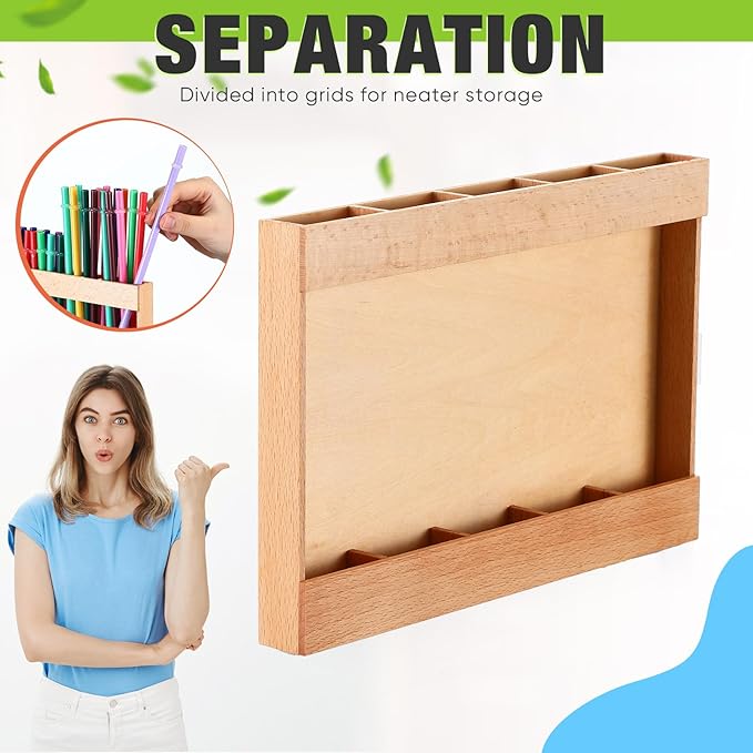 Qinyoung Wooden Straw Holder for Cabinet Door with Double Sided Adhesive Tape Tumbler Straw Organizer for Cupboard Reusable Tumbler Storage Container for Kitchen Counter(Wood Color)
