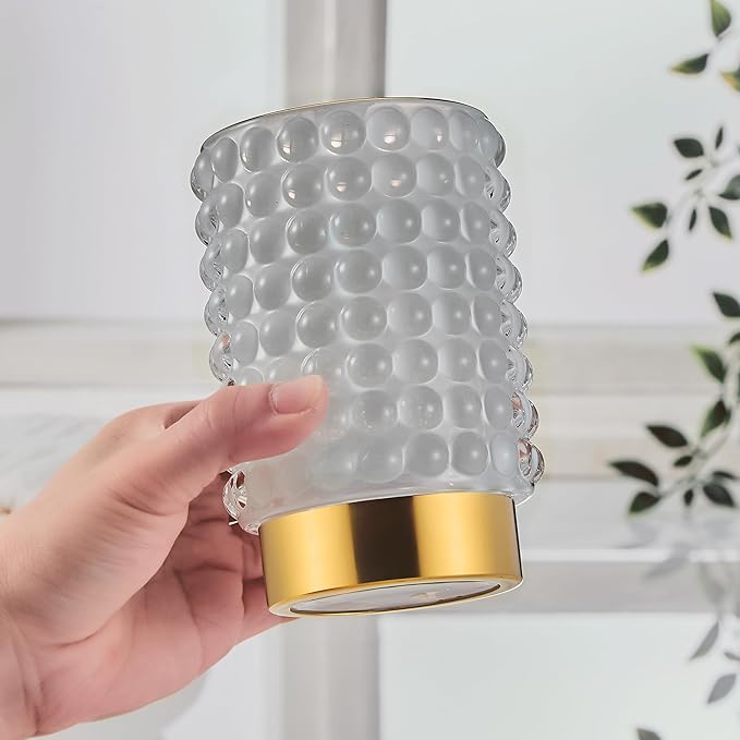 Makeup Brush Holder Organizer,Toothbrush Holders,Desk Pen Pencil Holder,Multifunctional Vintage Glass Brush Cup(A38-15-US/Milky White/L)