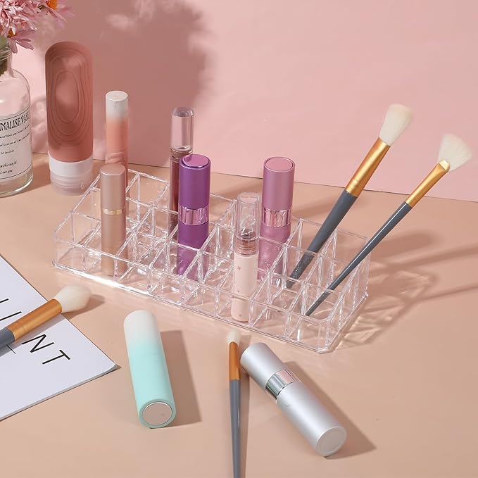 MAQUITA 4 Pcs Clear Lipstick Holder Acrylic Lip Gloss Organizer Cosmetic Storage Lipstick Display Case for Perfume Sample Drawer Brushes Bottles Women Birthday Gift