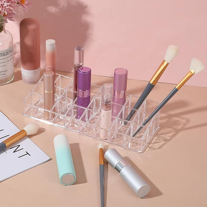 MAQUITA 4 Pcs Clear Lipstick Holder Acrylic Lip Gloss Organizer Cosmetic Storage Lipstick Display Case for Perfume Sample Drawer Brushes Bottles Women Birthday Gift