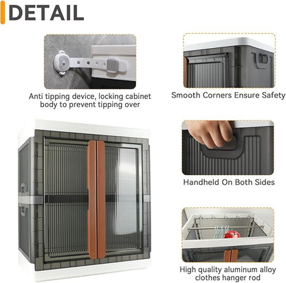 Wardrobe, Closet, Collapsible Storage Cabinet, Useful Box with Large Capacity, 37.5 Gal (142 L), Stackable on Box (19 Gal), Easy Storage of Clothing, Installation Free