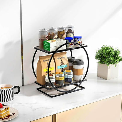 Perfume Organizer for Dresser, Black Bathroom Counter Organizer, 2 Tier Vanity Makeup Organizer, Bathroom Organizer and Storage for Skincare Cosmetic Perfume Display Stand for Bedroom Decor