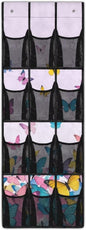 Butterfly Over the Door Shoe Organizer,Hanging Storage Bags with 12 Mesh Large Pockets,Behind Door Shoes Hang Holder Rack