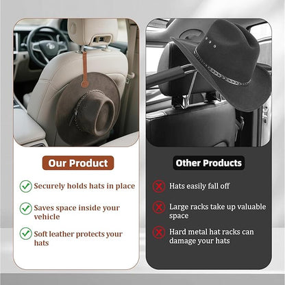 2 Pack Magnetic Cowboy Hat Holder for Truck, Space Saving Cowboy Hat Hanger, Magnetic Hat Clip for Trucks and Suvs, For Baseball Caps, Cowboy Hats and Other Hats Requiring Shape Retention