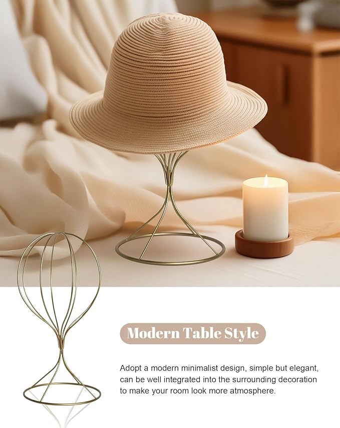 CHADWICK White Iron Ball Hat Rack, Tall Display Stand for Fedora, Baseball Cap, Wig Storage, 6.7" x 15.7", Single Unit