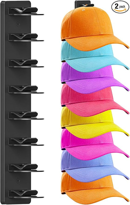 1 Pack Hat Organizer for Baseball Caps, Hat Rack for Wall, Strong Adhesive & Screw-in Cap Holder hat hangers for Closet Door & Bedroom