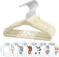 VIS'V Baby Hangers, 11 Inch Velvet Kids Hangers with 6 Pcs Clothes Size Dividers, Infant Toddler Nursery Closet Organization, Non Slip, Beige, 50 Pcs