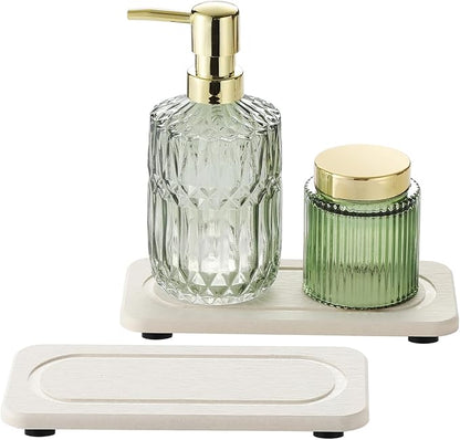 2Pack Diatomite Stone Sink Tray, Water Absorbing Faucet Mat for Kitchen & Bathroom Counter, Quick Dry Decorative Soap Dish Makeup Vanity Caddy,Dispenser Sponge Holder Organizer, Beige-8"x 3.8"