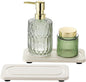 2Pack Diatomite Stone Sink Tray, Water Absorbing Faucet Mat for Kitchen & Bathroom Counter, Quick Dry Decorative Soap Dish Makeup Vanity Caddy,Dispenser Sponge Holder Organizer, Beige-8"x 3.8"