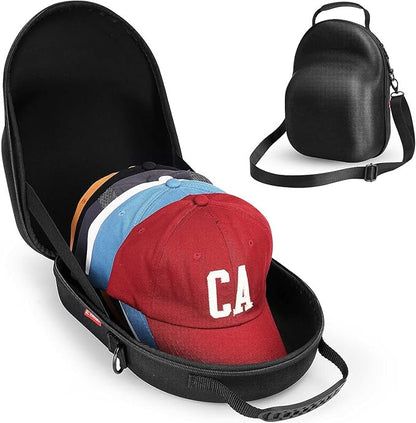 Livelab Hat Case, Hard Hat Case for Baseball Caps, Hat Storage with Carrying Handle & Shoulder Strap, Hat Organizer Protects Up to 6 Hats, Perfect for Travel & Home Storage - Black