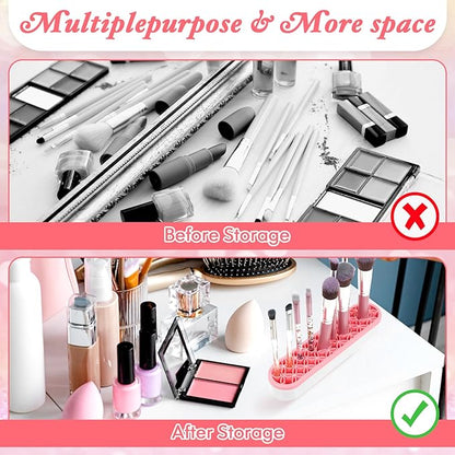 MAQUITA 4 Pcs Silicone Makeup Brush Holder Stand Multipurpose Cosmetic Travel Storage Box Painting Pen Brush Organizer Desktop Makeup Brush Drying Rack for Brush, Eyeliner Pencil Art (Multicolored)
