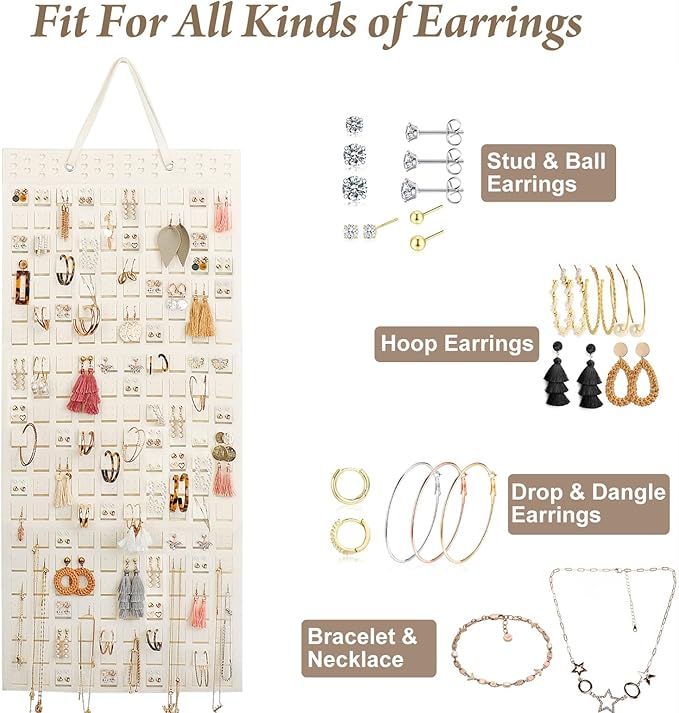 Resovo Extra Large Earring Organizer - Wall Mount Earring Holder for Up to 420 Pairs, Hanging Jewelry Organizer for Women & Girls