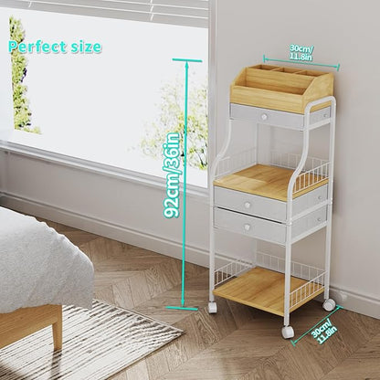 HapiRm Floor Makeup Organizer Cart - Vanity Skincare Beauty Organizers Makeup Storage with Drawers, Cosmetics Display Cases Holder Nail Cart for Hair Accessories Polish Perfume Make up Brush