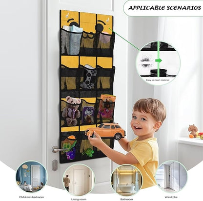 Bear Shoe Organizer Over The Door,Hanging Shoe Organizer,Over Door Shoe Organizer,Space Saving Hanging Storage Holder,Closet Rack Hanger with 12 Mesh Pockets for Home Decor