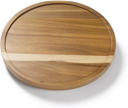 LAMU 11'' Acacia Wood Lazy Susan Organizer for Table Top, Lazy Susan Turntable for Cabinet, Kitchen, Countertop, Pantry Organization