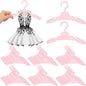 Soulchen 50 Pcs Doll Clothes Hangers for 18 Inch Dolls, Pink Plastic Clothes Hangers with Non-Slip Clips, Space-Saving Wardrobe Accessories for Gown Dress Outfit