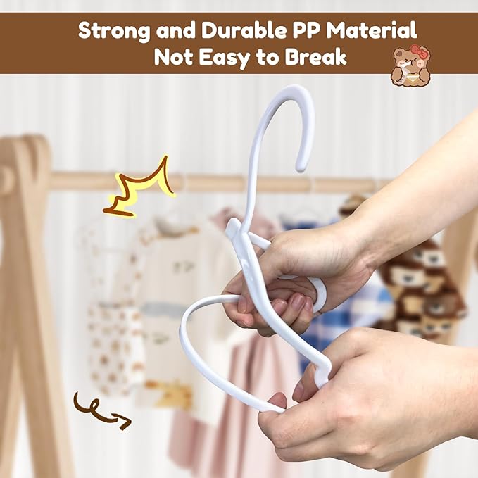 VILICK Plastic Kids Hangers - 100 Pack Non-Slip Baby Clothes Hangers for Closet, Toddler & Newborn Clothing Pants, Skirts, Coats (White)