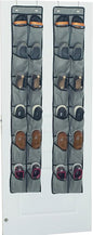 Shoe Organizer Over the Door 12 Pockets Shoe storage for Bedroom Door Hanging Shoe Rack Bathroom Closet Storage (Gray-2 Pack)