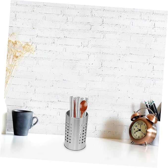 ULTECHNOVO Stainless Steel Chopstick Holder 3.93X3.93X6.49In Multi-Purpose Utensil Storage Container for Home Restaurant Kitchen Tableware Organizer with Breathable Design