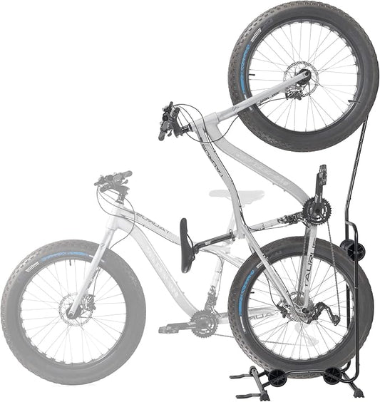 CyclingDeal Upright Bike Stand - Premium Quality Vertical & Horizontal Adjustable Bicycle Floor Parking Rack - for Storing MTB Road Bikes - up to 29” Wheel Size - for Fat Bike - 1 Bike