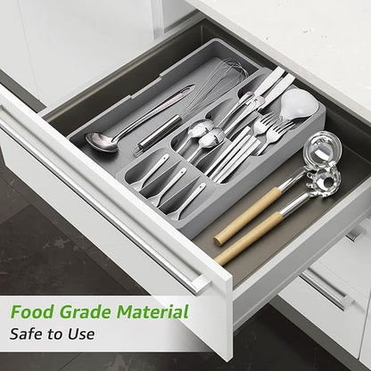 RPJFCPCS Kitchen Drawer Organizer Tray,Drawer Organiser,Cutlery Tray,Expandable Utensil Tray for Kitchen,Compact Plastic Storage Organisation for Spoons