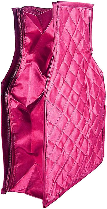 atorakushon 6 Piece Fabric Satin Blouse Cover Clothes Storage Bag Set With Transparent Window Wardrobe Garments Organizers (Pink)