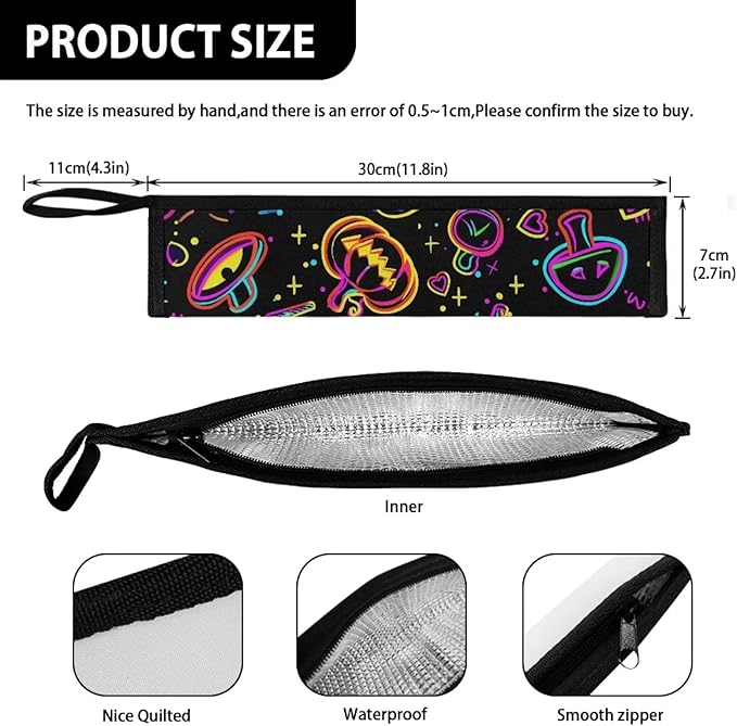 Portable Travel Tableware Box Trippy Pumpkin Mushroom Flatware Storage Box Case Travel Utensils Cutlery Case with Bag for Fork Spoon Chopsticks