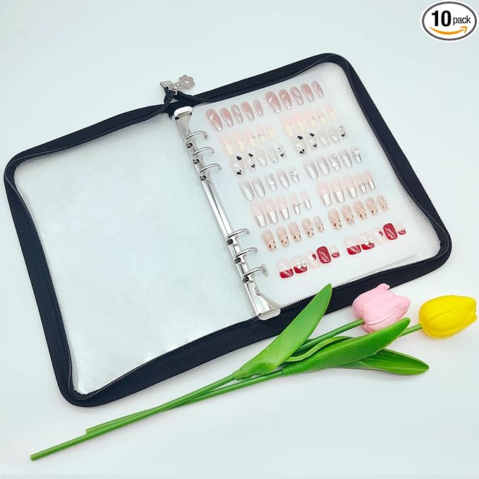 Press On Nail Organizer 10 PCS Clear Empty Press On Nail Storage Press On Nail Packaging for Fake Nail Storage Nail Display Nail Salon Press On Nail Supplies Organizer with Nail Tape